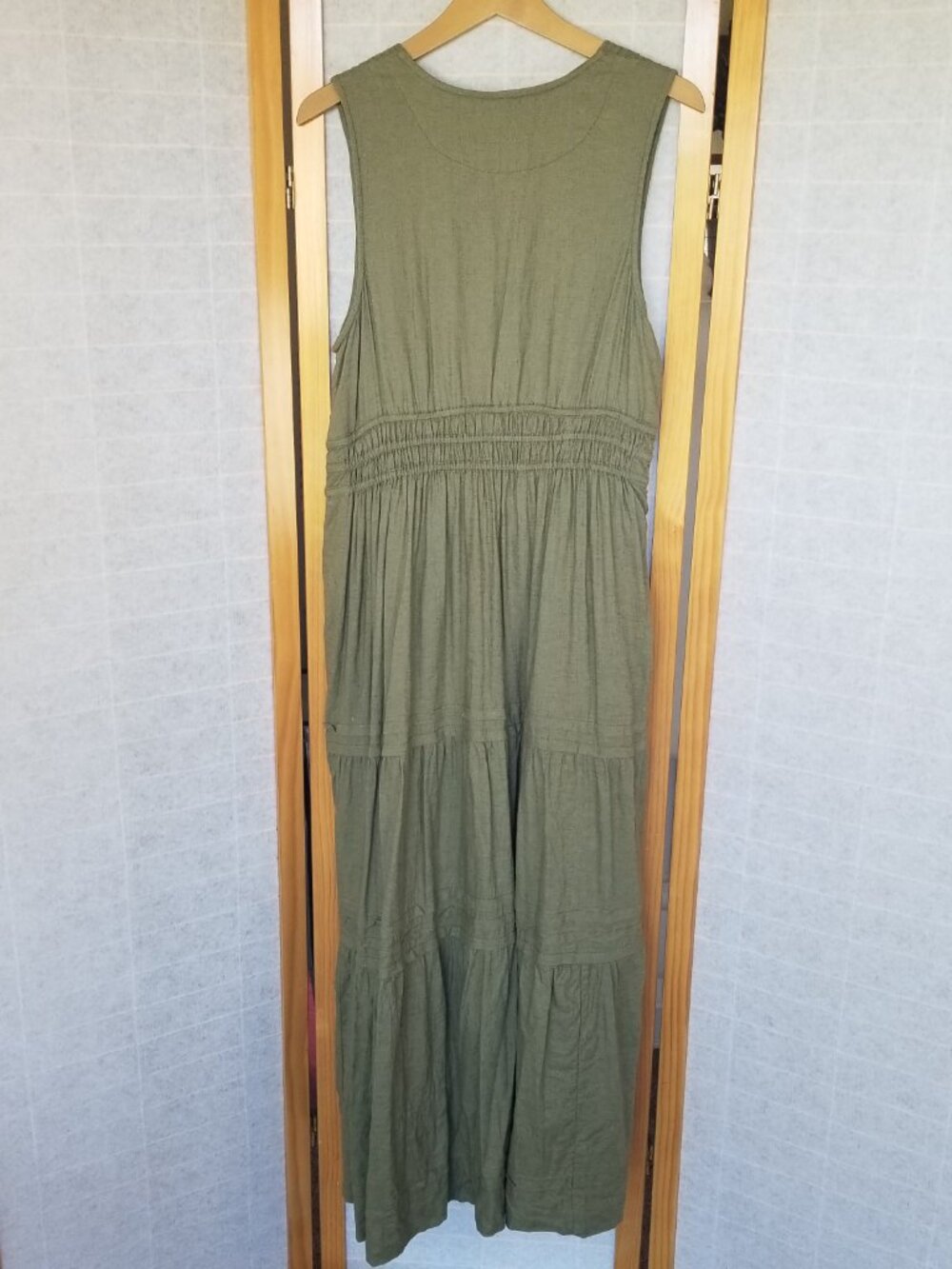 Anthropologie Somerset Linen Maxi Dress Olive Green Large - Picture 5 of 7
